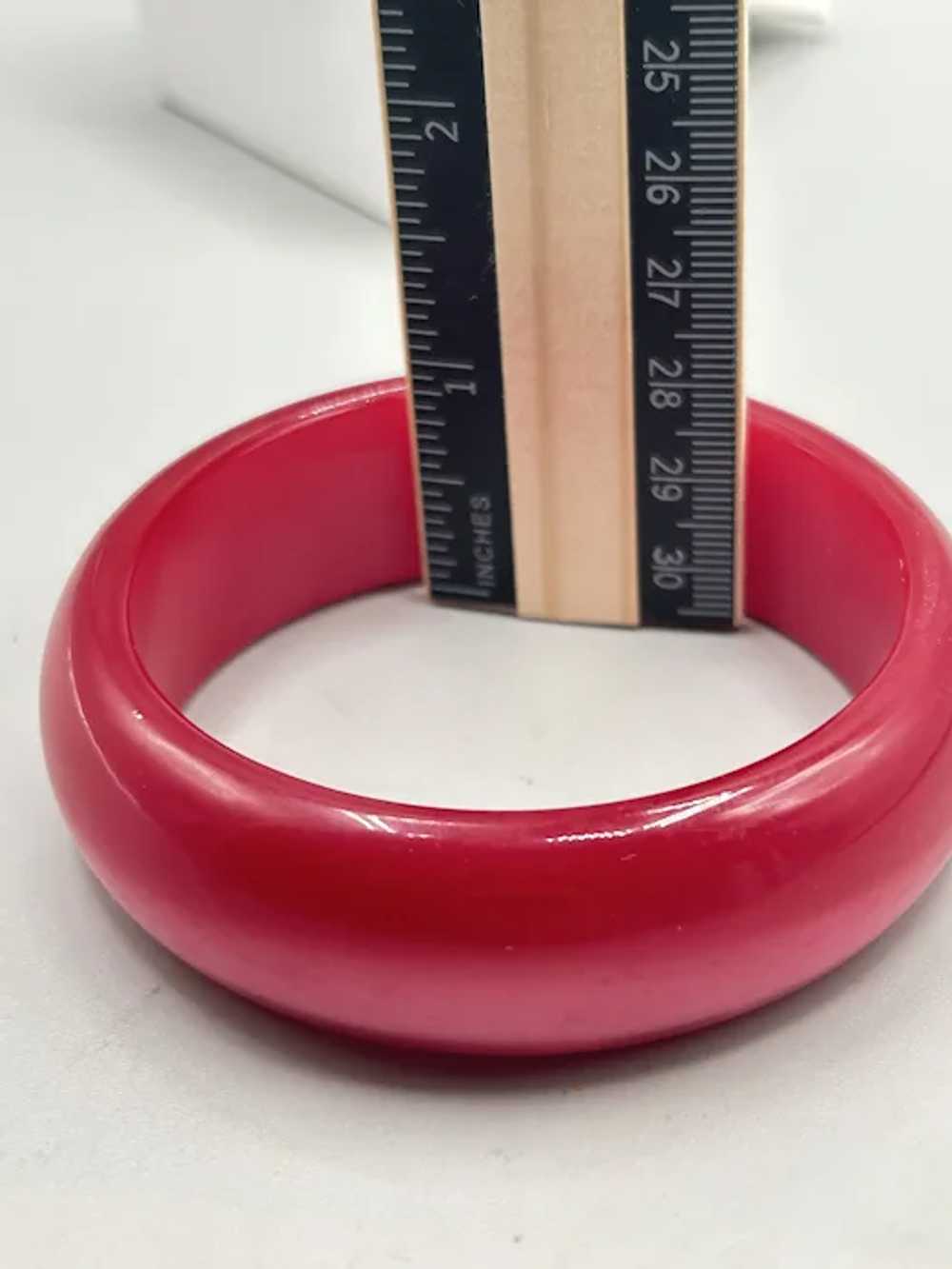 Vintage Red Moonglow Lucite Bangle Bracelet Wide … - image 7