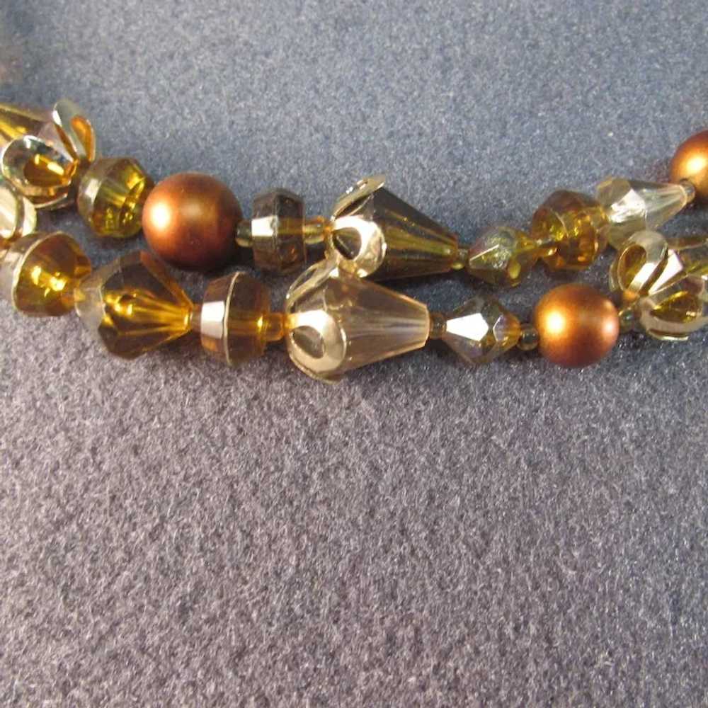 1960s Unique Amber Color Glass Bead and  Simulate… - image 2