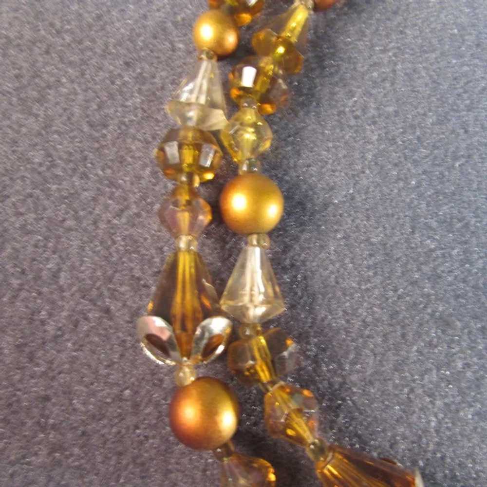 1960s Unique Amber Color Glass Bead and  Simulate… - image 3