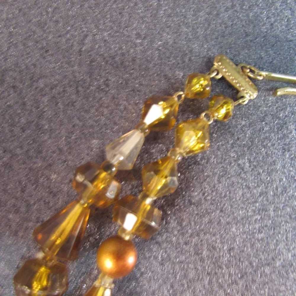 1960s Unique Amber Color Glass Bead and  Simulate… - image 4