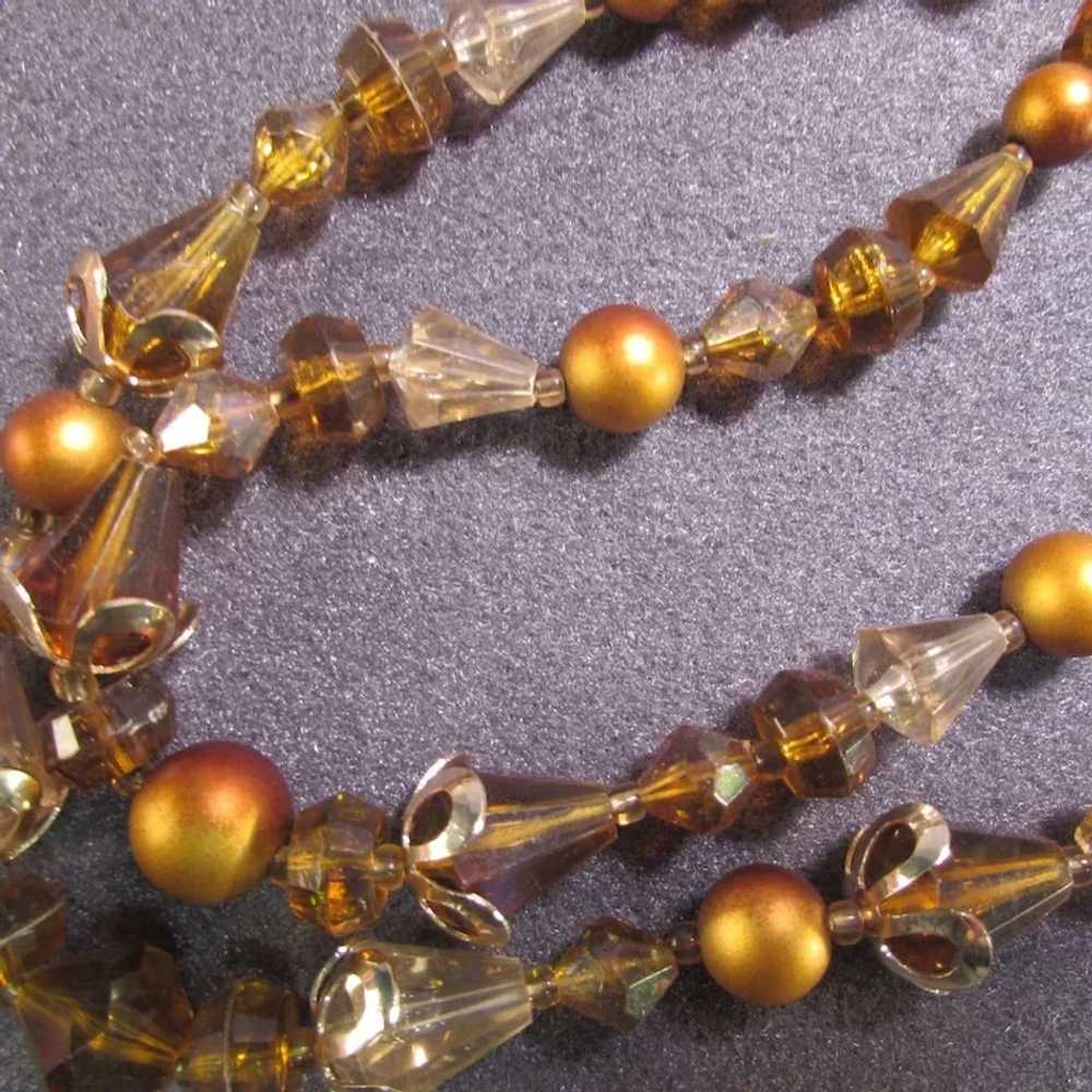 1960s Unique Amber Color Glass Bead and  Simulate… - image 7