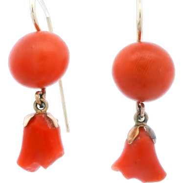 1890 Victorian 14k Yellow Gold Natural Coral Flor… - image 1