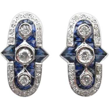 2ctw Blue Sapphire & 0.6ctw Diamond Earrings 14K