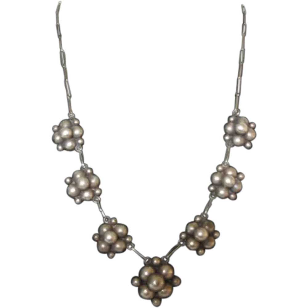 Art Deco Sterling Silver Bubble Necklace Mexico - image 1