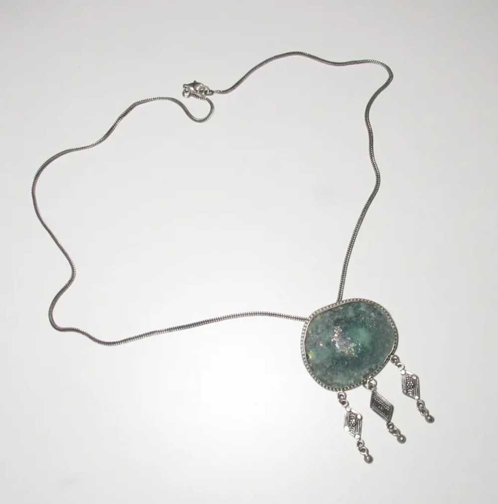 Antique Yemenite Ancient Roman Glass Sterling Sil… - image 2