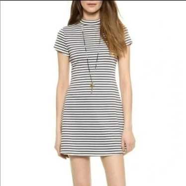 Free People Beach Gray & White Striped Mock-Neck M