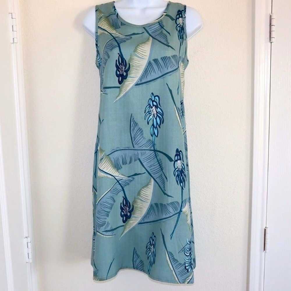 Tommy Bahama blue tropical print silk dress size M - image 10