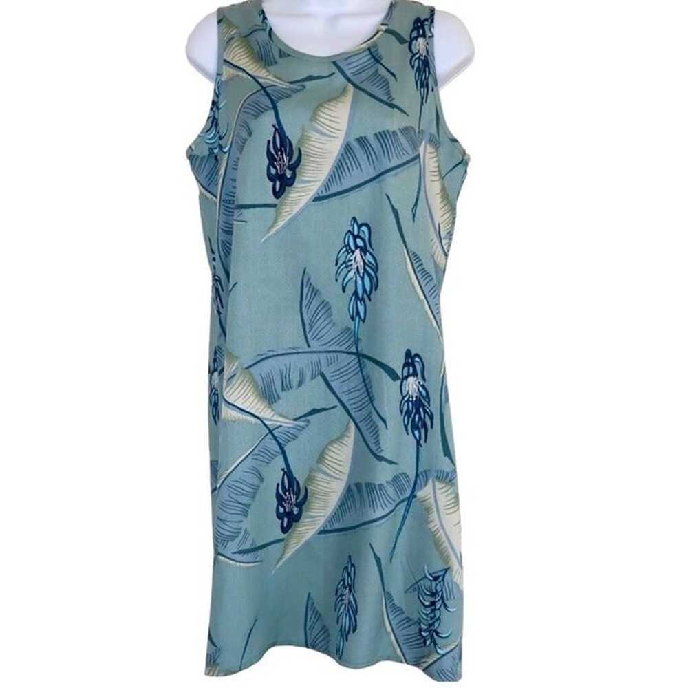 Tommy Bahama blue tropical print silk dress size M - image 1