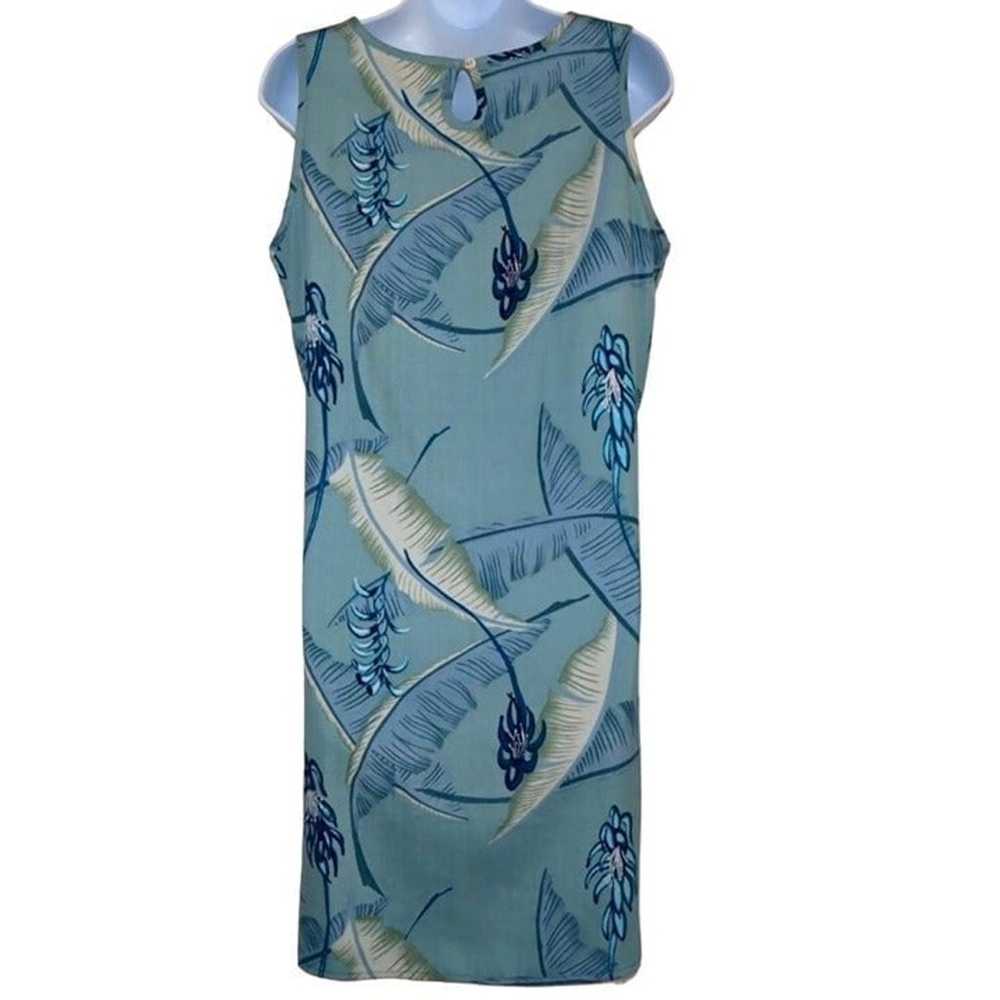 Tommy Bahama blue tropical print silk dress size M - image 2