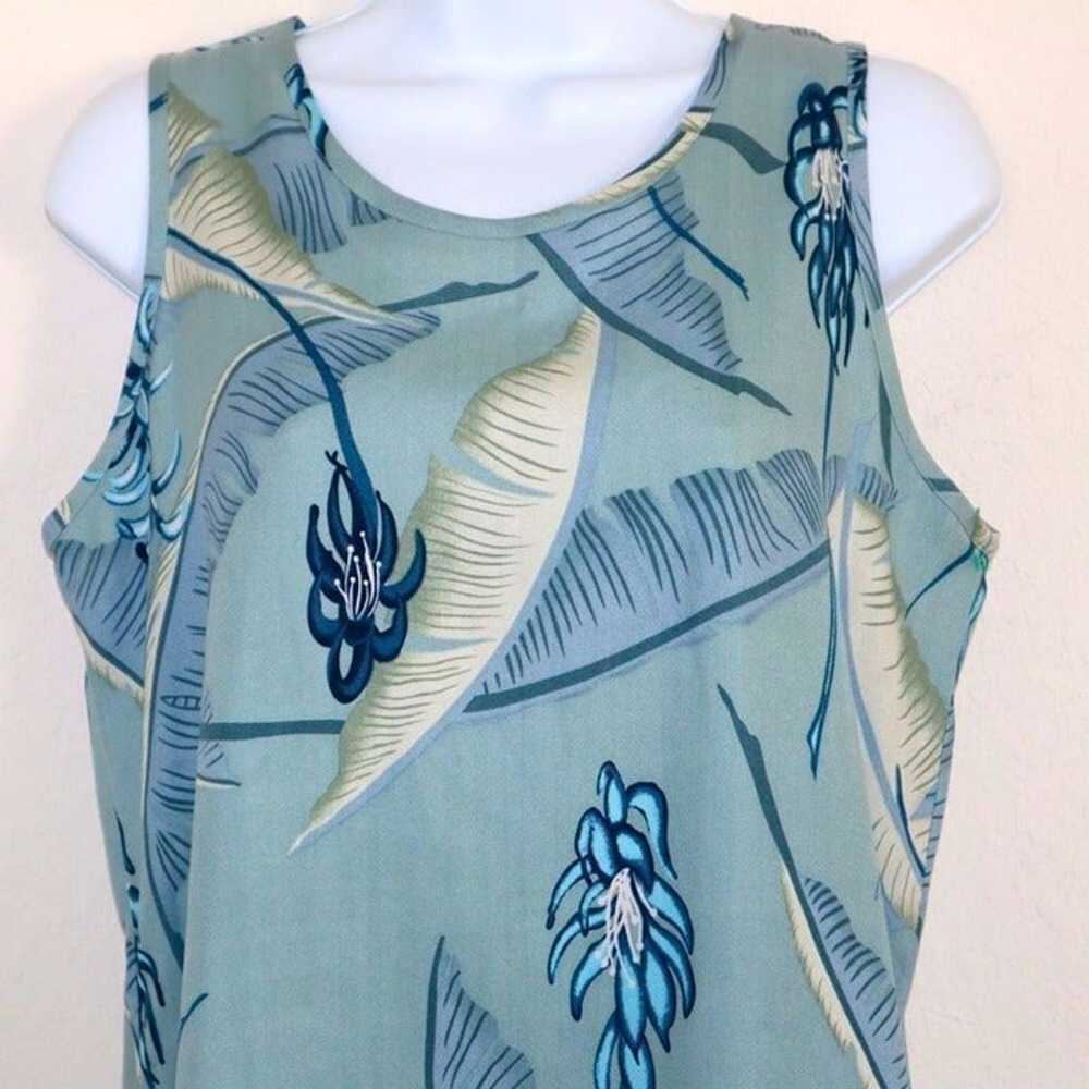 Tommy Bahama blue tropical print silk dress size M - image 4