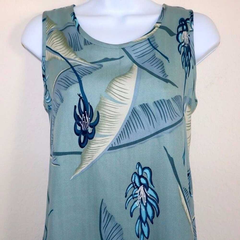 Tommy Bahama blue tropical print silk dress size M - image 5