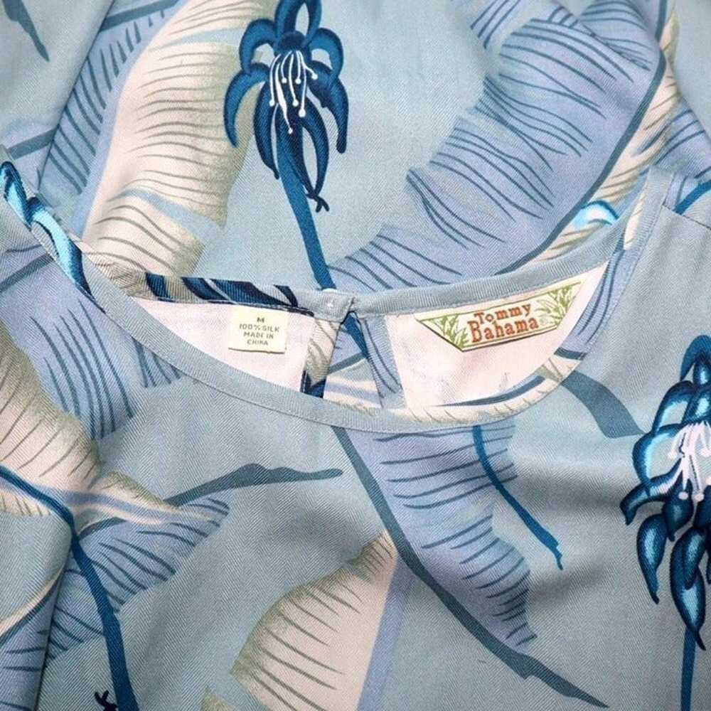 Tommy Bahama blue tropical print silk dress size M - image 7