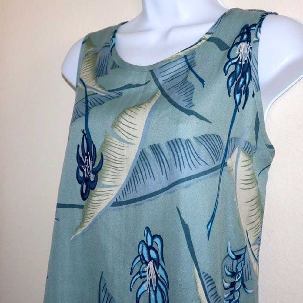 Tommy Bahama blue tropical print silk dress size M - image 8