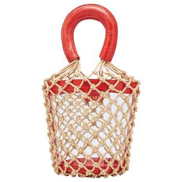 Staud Red Moreau Net Woven Leather Bucket Handbag deals Purse