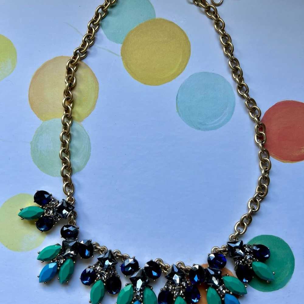 Vintage J.Crew rhinestone statement necklace doub… - image 1