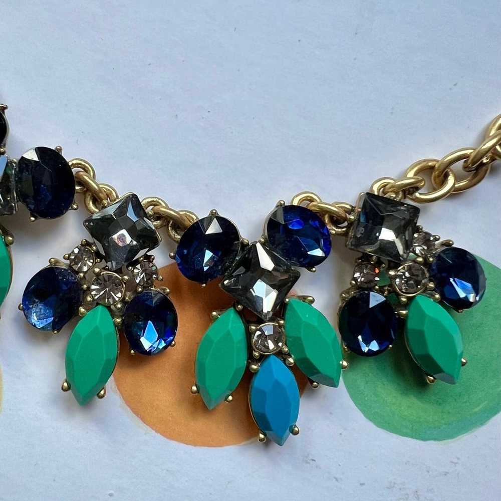 Vintage J.Crew rhinestone statement necklace doub… - image 2