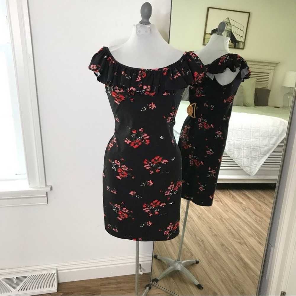 Rebecca Taylor black floral dress size large marg… - image 2