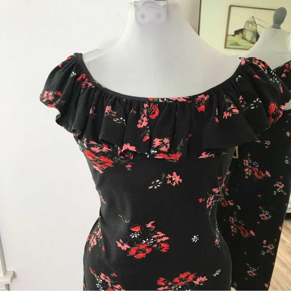 Rebecca Taylor black floral dress size large marg… - image 3