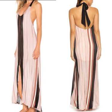 PQ Pilyq Faith Long Maxi Dress in Papaya Pink & Bl