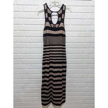 2B Bebe Women's Tan Black Striped Sleeveless Stre… - image 1