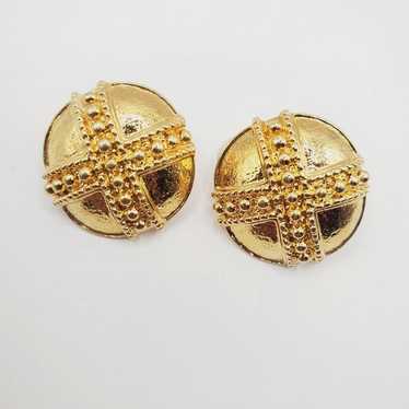 VTG Gold X Classic Statement Runway Clip On Earrin