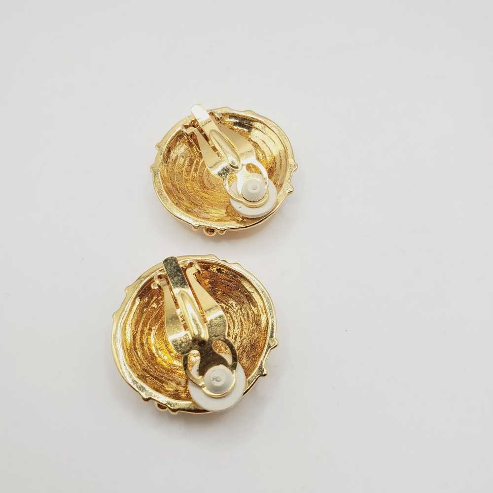 VTG Gold X Classic Statement Runway Clip On Earri… - image 3