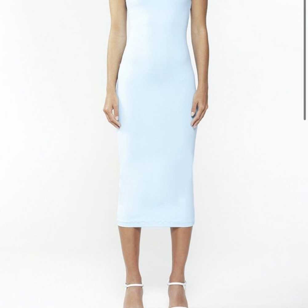 Blue Bardot echo dress midi one shoulder - image 5