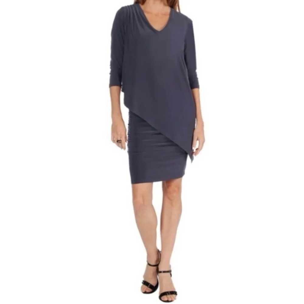 LAST TANGO Gray Ruched Asymmetrical Layered Look … - image 1