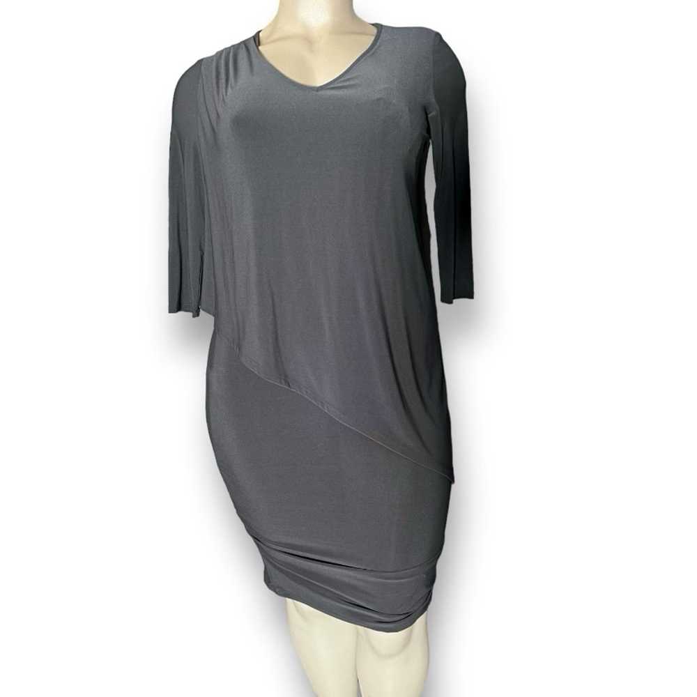 LAST TANGO Gray Ruched Asymmetrical Layered Look … - image 2