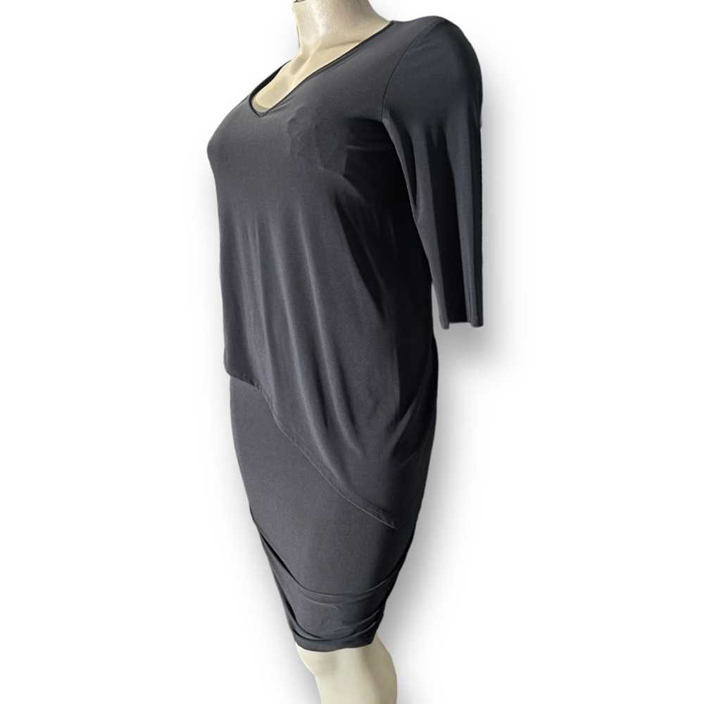 LAST TANGO Gray Ruched Asymmetrical Layered Look … - image 3