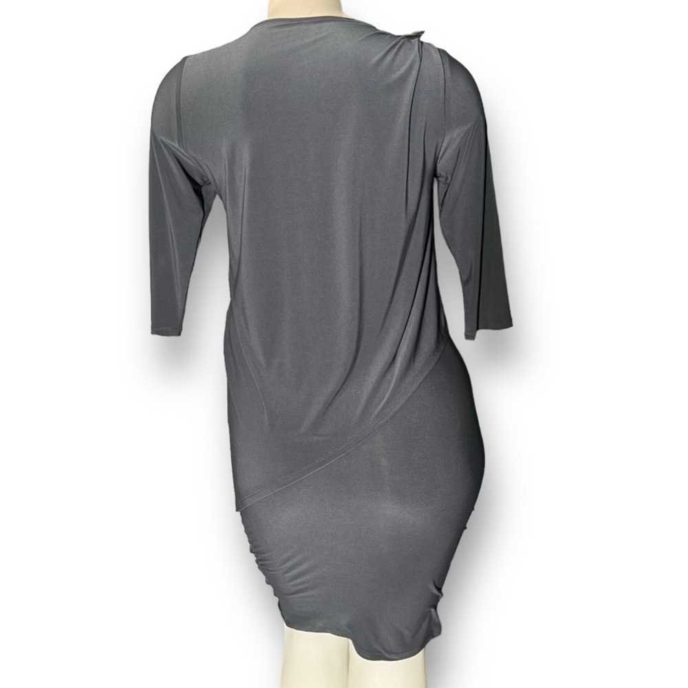 LAST TANGO Gray Ruched Asymmetrical Layered Look … - image 4