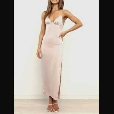 Petal & Pup Blush Beige Ximena Silky Fitted Midi S