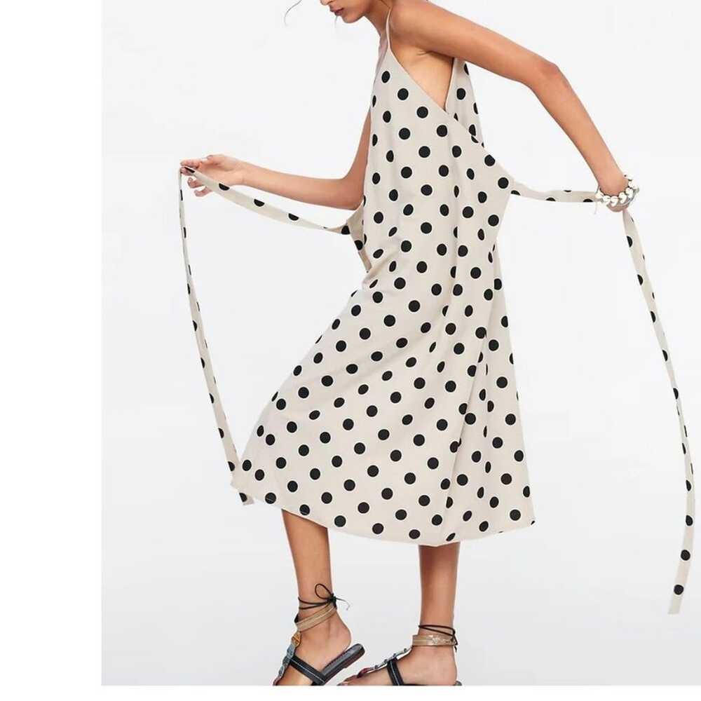 ZARA Polka Dot Wrap Sleeveless Midi Dress size la… - image 10