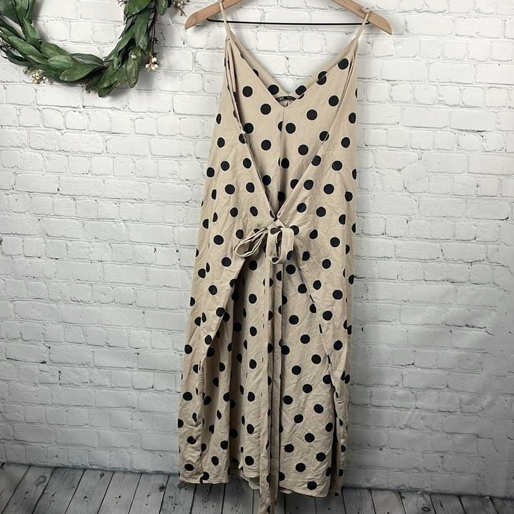 ZARA Polka Dot Wrap Sleeveless Midi Dress size la… - image 2