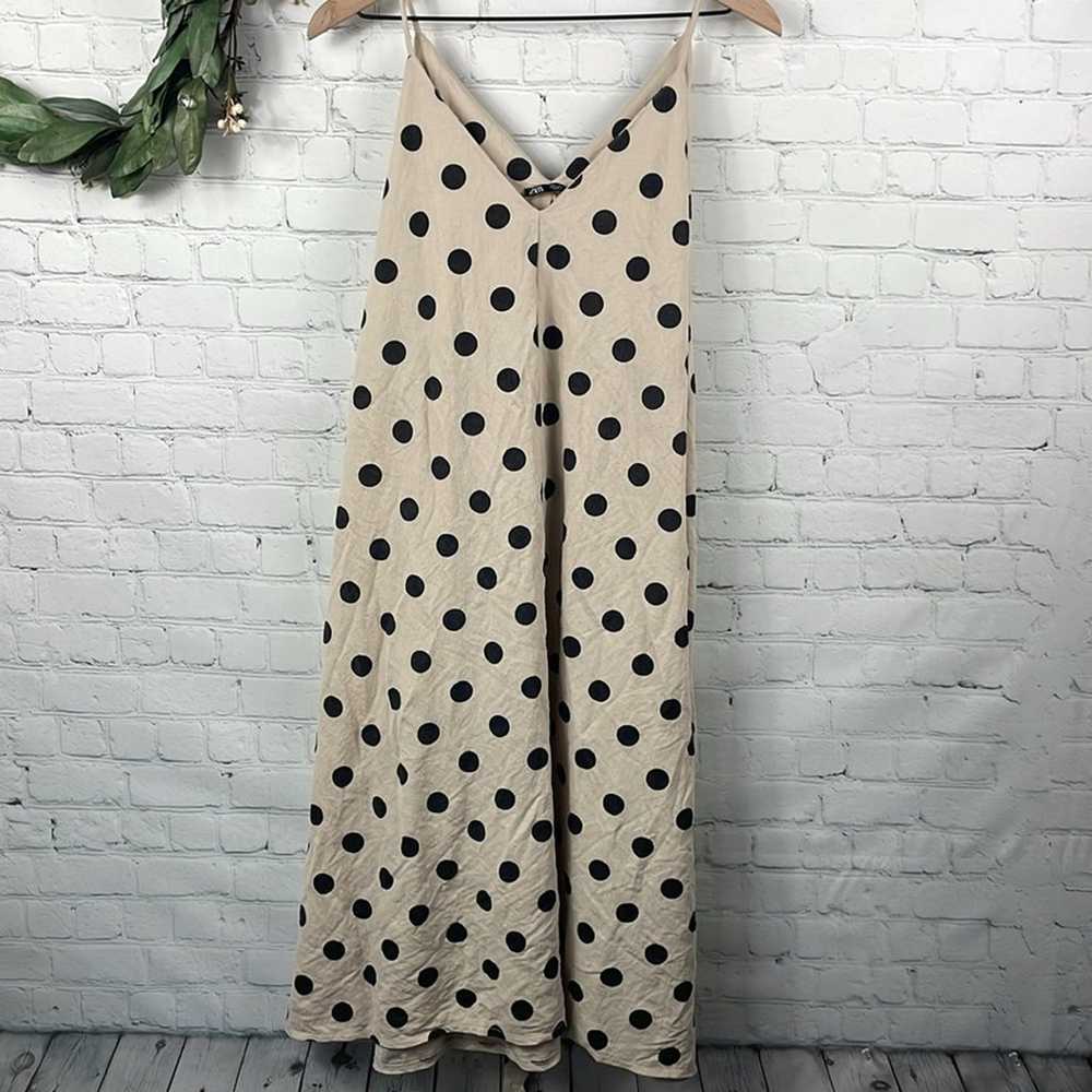 ZARA Polka Dot Wrap Sleeveless Midi Dress size la… - image 3