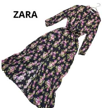 ZARA purple floral maxi dress with ribbon, size L.