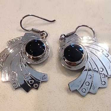 Sterling Silber & Onyx Navajo .925 French Wire ear