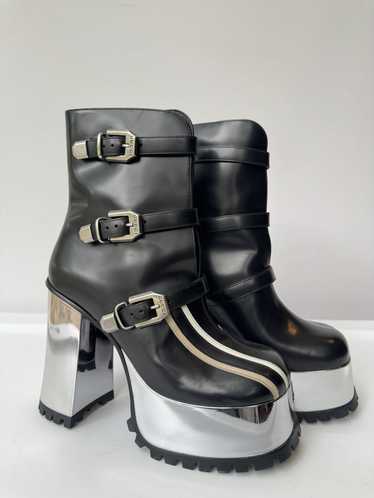 Gucci Gucci Leather Striped Moto Boots