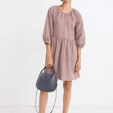 Madewell Gingham Seersucker Raglan Puff-Sleeve Min