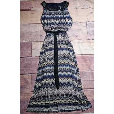 R&M Richards Maxi Dress Size 18W Chevron Blue - image 1