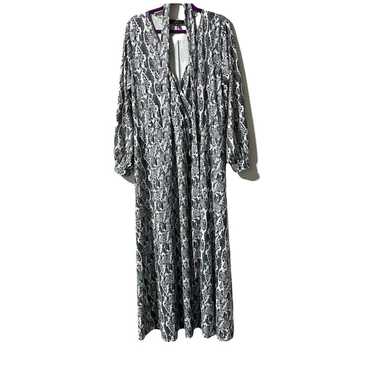 Eloquii Black White Snake Skin Print Maxi Dress Si