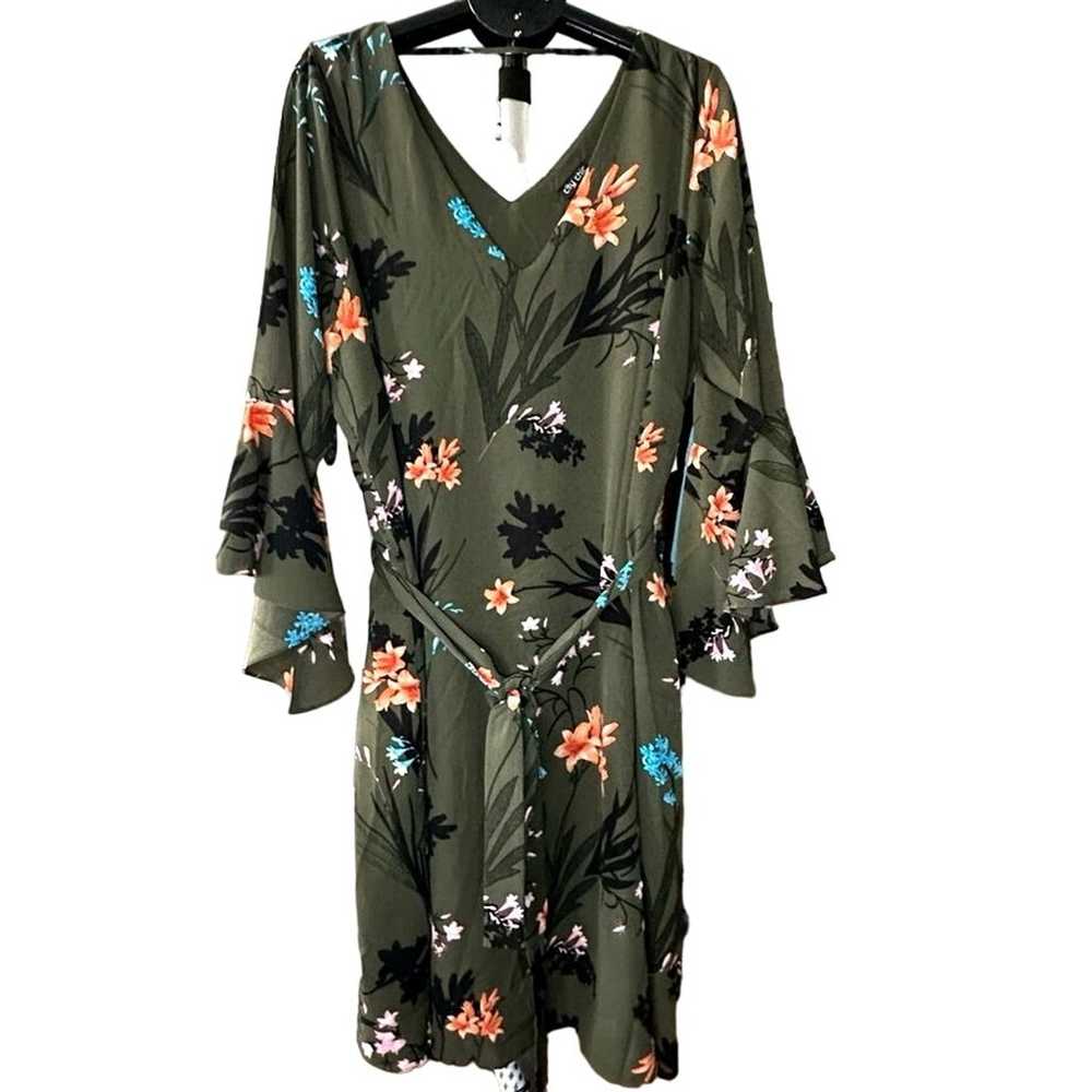 City Chic Womens Plus Green Jungle Floral 3/4 Bel… - image 3