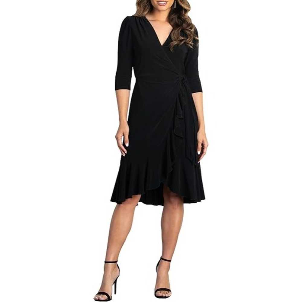 Kiyonna Plus Size Whimsy Ruffled Midi Wrap Dress … - image 1