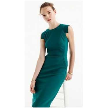 J. CREW Emerald Green Cap Sleeve Sheath Dress // 6