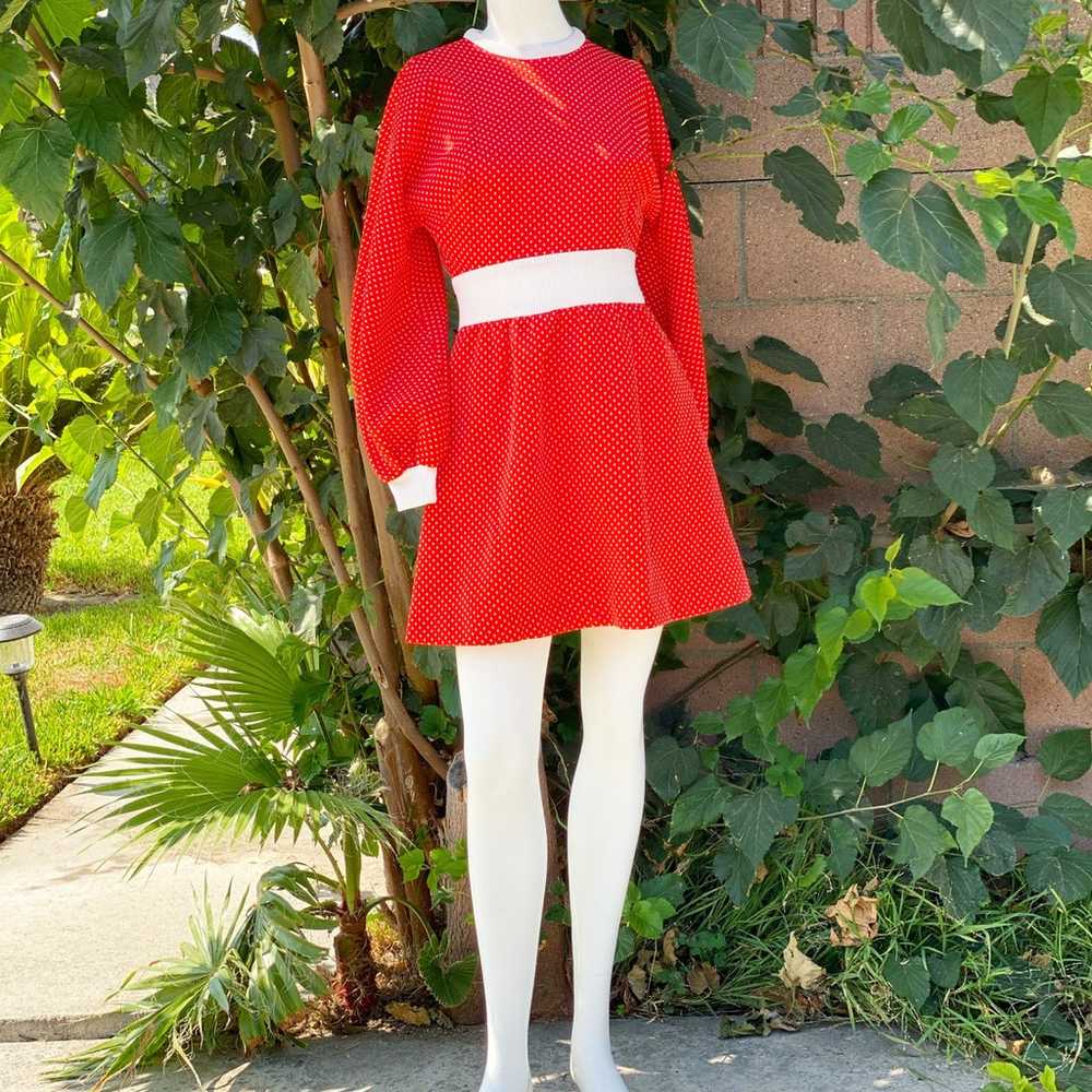 1960s Mod Red Polka Dot Dress - image 1