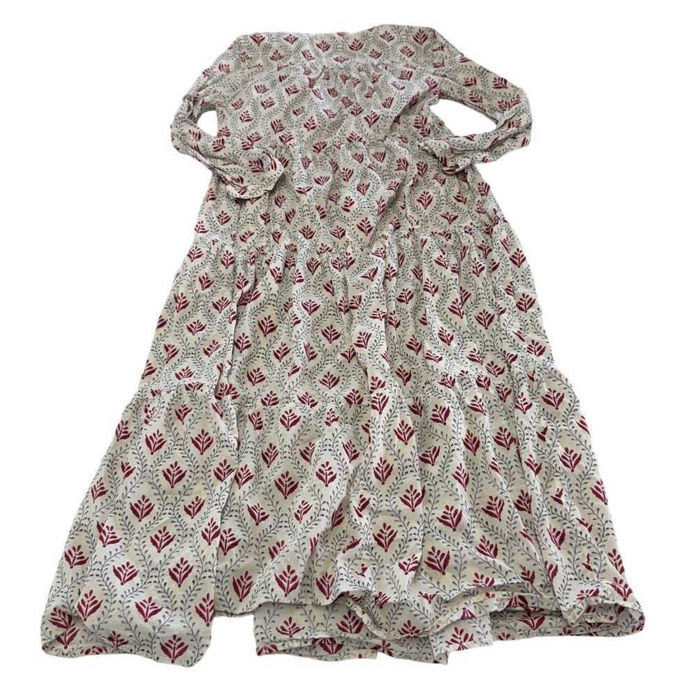 Zara Dress Womens Small Cream Red Floral Midi Shi… - image 3