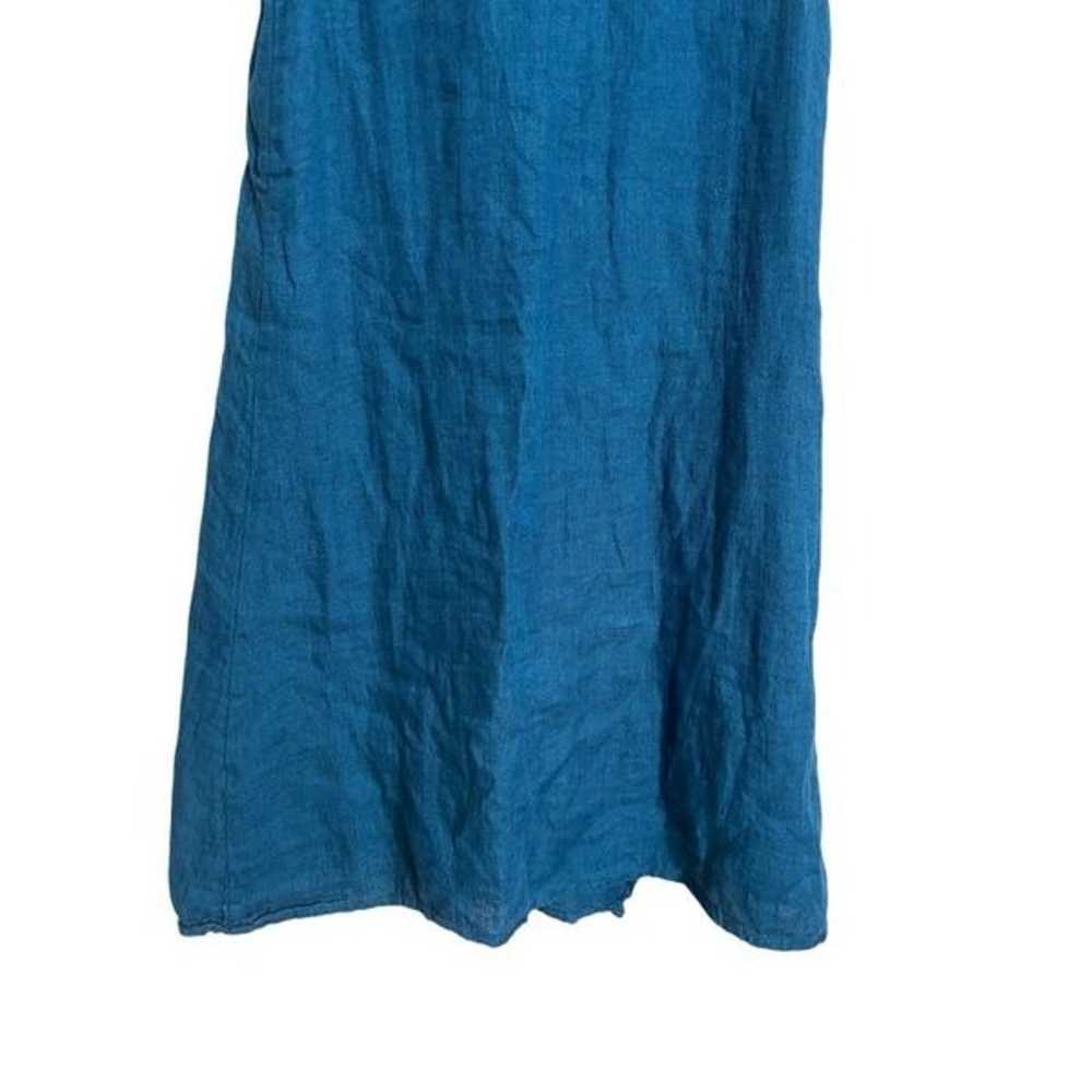 Flax 100% Linen Teal Blue Sleeveless Tunic Dress … - image 5