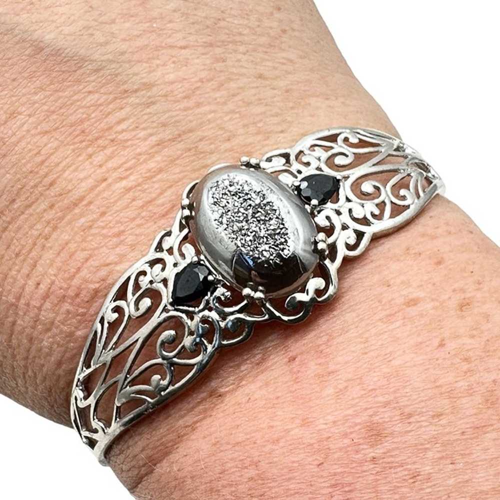 Sterling Silver Womens Bracelet SIlver Druzy Quar… - image 2