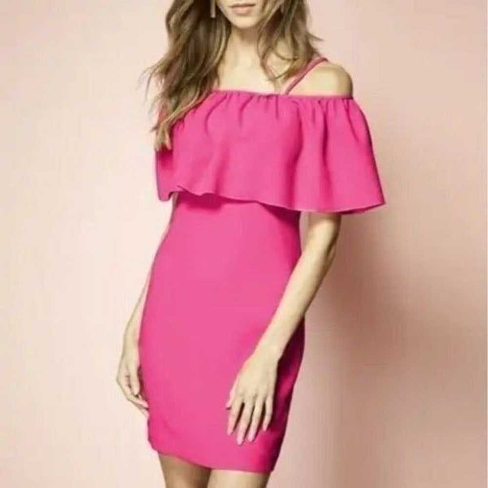 Trina Turk Pink Crepe Aloha Off the Shoulder Dress - image 1