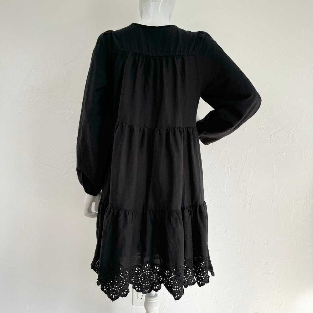 Black Boho Embroidered Mini A-Line Western Ruffle… - image 6